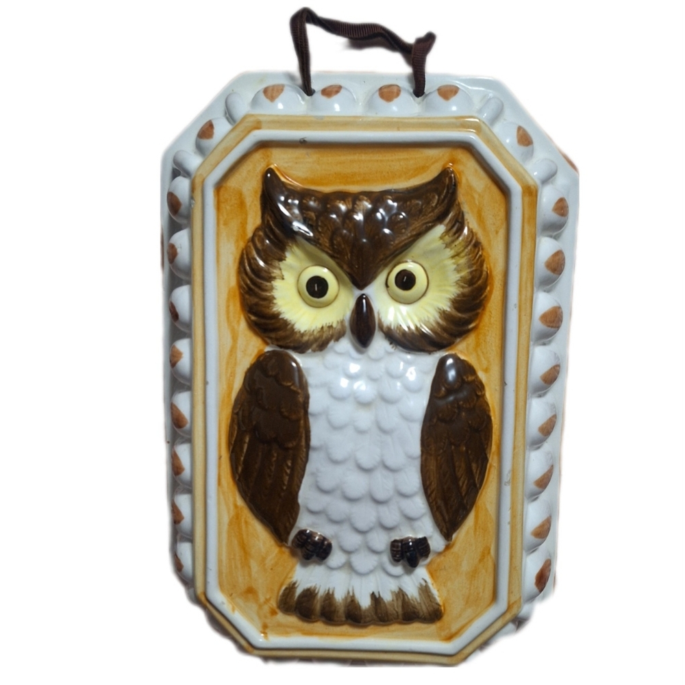 1980'S Vintage Sigma Taste Setter Ceramic Owl Jello Mold Wall Hanging